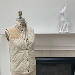 Ralph Lauren Vest Quilted Button Snap Up Tan XS